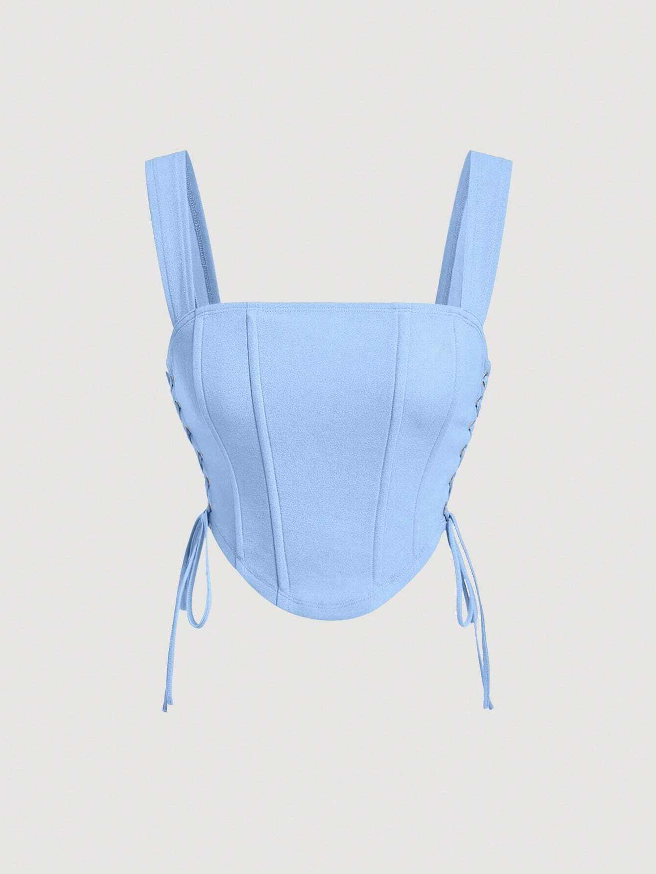 Top de cordón azul