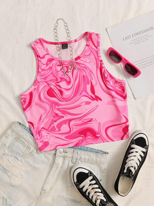 Top rosado con estampado