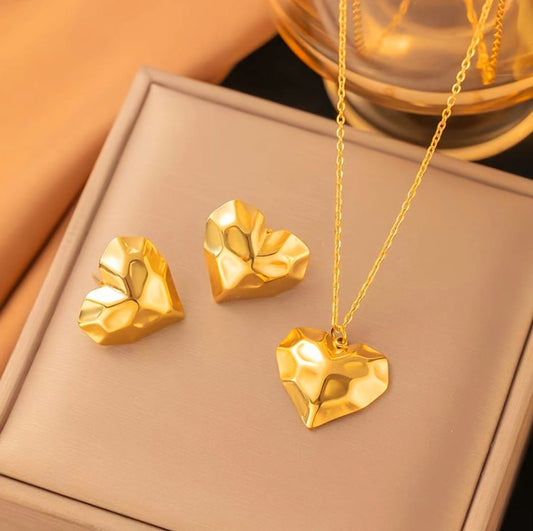 Collar+pendientes acero #225