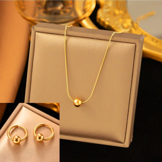 Collar+pendientes acero #6089