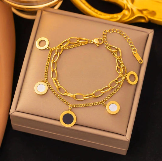 Pulsera de acero inoxidable doble capa romana