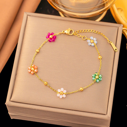 Pulsera de acero flores E153