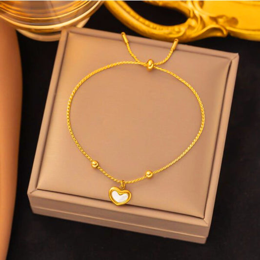 Pulsera acero corazón blanco #174